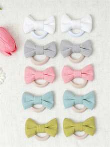 10/20pcs 2-Inch Bowknot Hair Accessories, Elastic Hair Ties, Baby Hair Clips - Multicolor - View 13