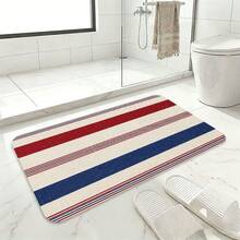 1pc Red & Blue Striped Flannel Doormat, Soft & Comfortable, Rectangular Floor Mat, Anti-Slip & Absorbent, Washable, Suitable For Entryway, Kitchen, Balcony, Indoor & Outdoor Use, Fits Holiday Decor - 1PC - View 7