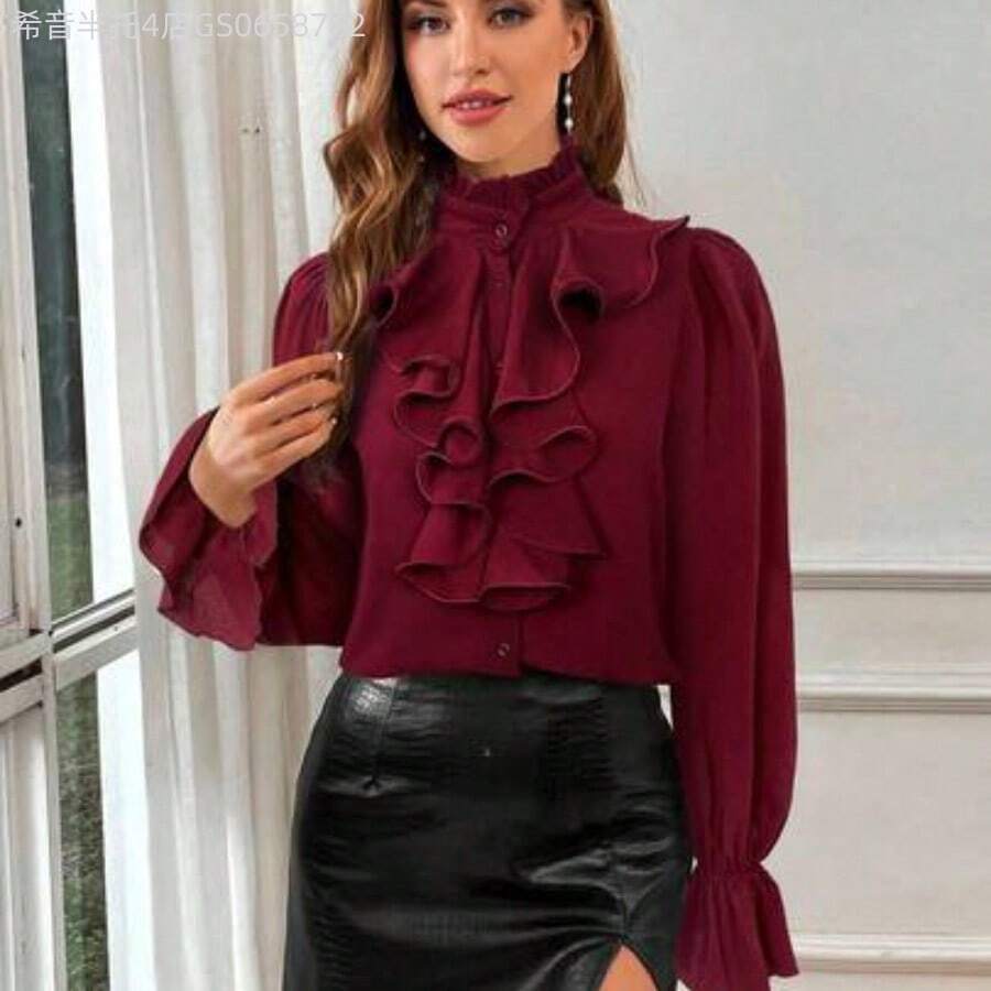 Women Blouses & Shirts - Bordeaux - View 1