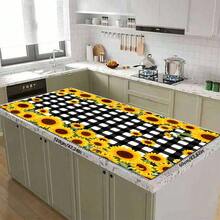 1 pieza Estera de secado de platos con estampado de girasol y cuadros, de alta absorción y secado rápido, almohadilla decorativa de drenaje para mesa de comedor, cafetería, encimera de cocina, regalo versátil para el hogar, decoración de escritorio - XYLSD-404 - Ver 12