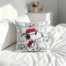 Miniso Funda de almohada con diseño de Snoopy de Peanuts jugando baloncesto, funda de cojín retro deportivo para sofá, dormitorio, sala de estar y decoración del hogar - Color - Ver 3