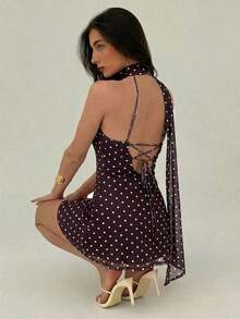 Vestido casual mini de lunares para mujer, adecuado para fiestas y salidas 83SN - Rosa - Ver 9