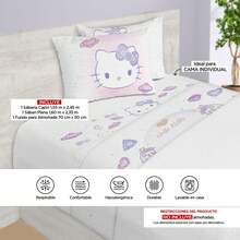 SANRIO Juego De Sábanas Providencia Individuales Hello Kitty Lila - Lila Púrpura - Ver 4
