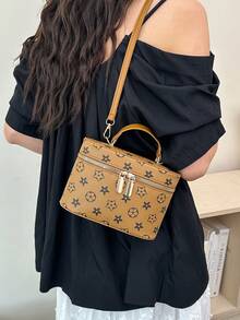 2026 Nova Bolsa de Ombro Retrô com Corrente de Caixa para Mulheres, Bolsa Transversal Versátil e da Moda, Bolsa de Maquiagem, Bolsa de Batom, Porta-Moedas - Castanho - Visão 5