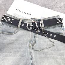 Bộ 3 chiếc thắt lưng da đen đính đinh tán hình ngôi sao phong cách Punk, thiết kế độc đáo. - Nhiều màu - Xem 1