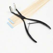 Professional Flat Stainless Steel Tape-In Hair Extension Clip Tool Set, Suitable For Tape-In Hair Extensions, Includes Hair Clips And Styling Tools - Black - View 7