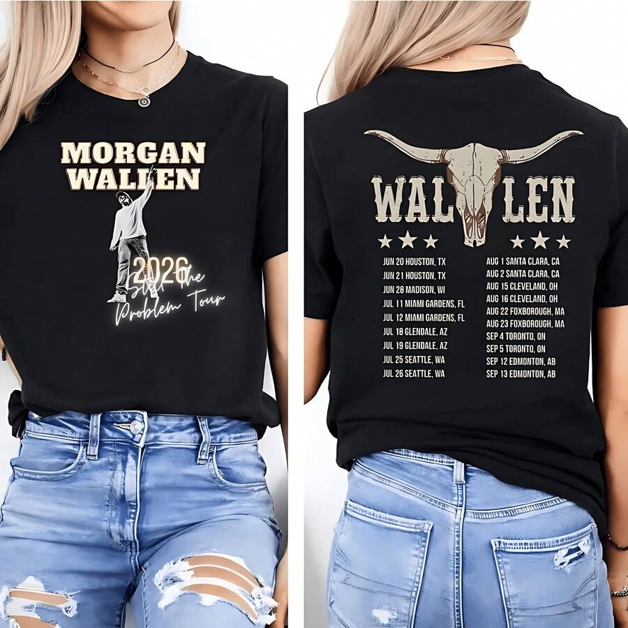 Morgan WallenAAA Still The Problem Tour 2026 T-Shirt1 - Black - View 1