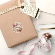 24/48/72pcs Round Floral Gold Foil Birthday Stickers,Watercolor Pink Rose Star Glitter Birthday Labels, Perfect For Birthday Celebrations,Gift Bags, Envelopes, Birthday Cards, Party Favors, Scrapbooking - View 3
