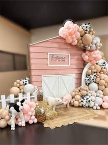 25/50 Stücke Rosa Creme Beige Weiß Latex Ballon Set mit Spirale für Kuh-Muster, Cowgirl, Western, Bauernhof Thema Geburtstag, Hochzeit, Baby Shower Party Dekoration - mehrfarbig - Übersicht 7