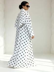 Bộ 1 món gồm khăn trùm đầu và áo choàng Abaya in họa tiết chấm bi, thiết kế cổ điển đa năng, phù hợp cho phụ nữ Hồi giáo mặc hàng ngày và cầu nguyện, thích hợp cho mọi mùa. - Nhiều màu - Xem 8