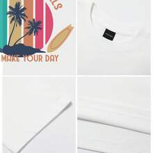 Men's T-Shirt Sand And Seashells  
Palm Trees Surfboards  
Colorful Stripes Island  
Tropical Beach Vibes Comfortable And Versatile Outdoor Casual Short Sleeve - White - View 5