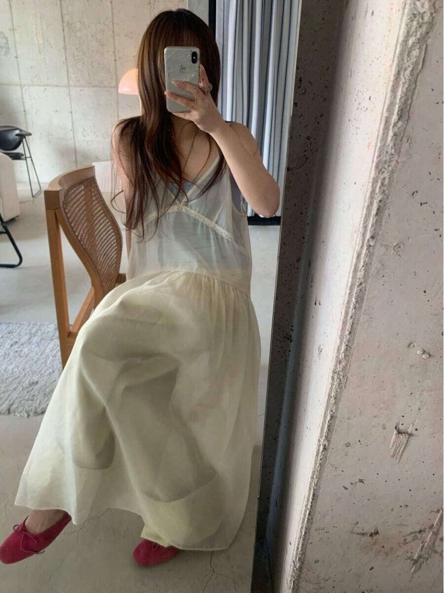 Women Long Dresses - Apricot - View 1