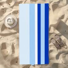 1pc A Rectangular Beach Towel Featuring Horizontal Blue And White Stripes, Designed To Be Soft And Absorbent For Beach Use, Sand-Resistant, Quick-Drying, And Ideal For Relaxing By The Ocean - A - Xem 5