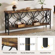 Tribesigns 160 Cm Narrow Sofa Table, 2-Tier Industrial Console Table Behind Couch, Long Entry Tables With Storage For Entryway, Living Room, Foyer, Hallway, Rustic Brown - Brown - View 3