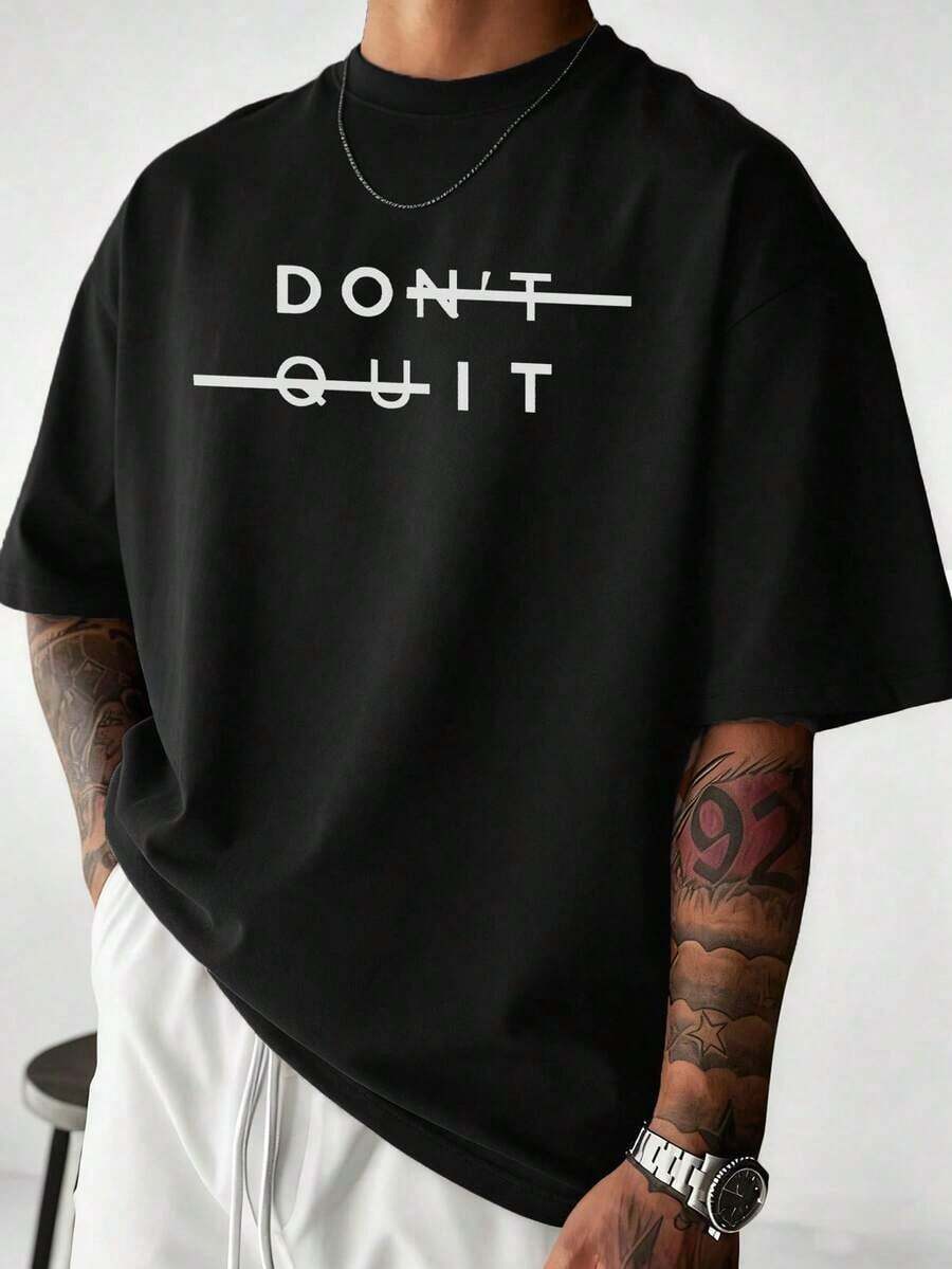 Camiseta Casual de Verano para Hombre Zrgoth, Versátil y de Manga Corta, de K-GLORY, con Eslógan en Inglés Impreso - Negro - Ver 1