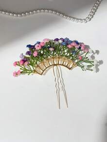 女士时尚甜美优雅彩色绣球花仿真发夹头饰，适合日常、学校、海滩、工作、派对、节日、生日、返校、大学风格、新年、情人节、母亲节、婚礼、音乐节、春夏秋冬、旅行等场合，爪夹式发夹 - 彩色 - 查看 6
