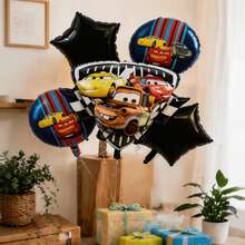 MINISO Cars 5-Piece Balloon Set, Lightning McQueen And Friends Cartoon IP Star And Round Balloons For Birthday Party, Home, Holiday, Festival Celebration, Photo Background, Fun Whimsical Design, Colorful Durable Material, Easy Setup, Perfect For Family Gatherings And Special Occasions - View 5