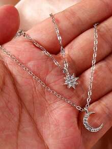 1 Piece Double Layer Butterfly Necklace, Elegant Clavicle Chain, Minimalist Design - Silver 2 - View 2