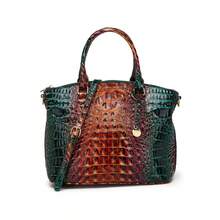 Luxurious Crocodile Pattern Cross-Body Top-Handle Bag - High-End Fashion Handbag For Women's Work And Daily Use - Premium Quality, Stylish Design - 孔雀藍 - 查看 3