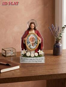 1 pieza Placa conmemorativa del Día del Padre de acrílico, subir foto, título personalizable (editar tu propio texto), decoración de escritorio plana 2D para papá en memoria amorosa, recuerdo conmemorativo - Como se muestra - Ver 10