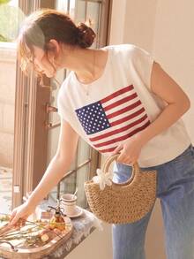 Áo len nữ không tay có mũ, màu trơn, kiểu dáng thanh lịch, thích hợp mặc hàng ngày vào mùa xuân và mùa hè. Màu trắng. - trắng - Xem 4