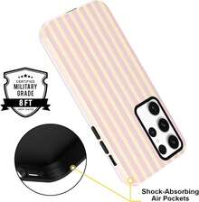 Gestreifte Sommer-Handyhülle, geeignet für Samsung Galaxy S24 5G ,2 Zoll, mit einem schönen sommerlichen rosa-gelben Streifendesign, eine Schutzhülle geeignet für Mädchen, doppelschichtige stoßfeste bunte Silikonhülle. - Weiß 6 - Übersicht 5
