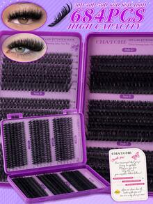 684pcs D-Curl Eyelash Clusters DIY Eyelash Extension Kit, 30D-100D Mixed Curl Individual False Eyelashes Set With Glue, Sealer And Tweezers, Beginner-Friendly Soft Fluffy Lashes For Daily, Date, Wedding, Party, Holiday Gift - Multicolor - View 4