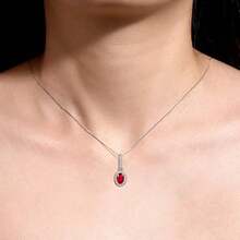 RYLOS Necklaces for Women Silver 925 Halo Designer Necklace with Gemstone and Genuine Diamonds with 18" Chain 6X4MM Birthstone Womens Jewelry Silver Necklace For Women Diamond Necklaces for Women - Plata de ley - Ver 3