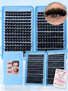 320/384/448pcs D Curl Large Capacity Individual Eyelashes,Gift For Mom,Cluster Eyelash Extensions,Soft And Natural Look,Long Lasting False Eyelashes,Lightweight Reusable Wispy Eyelashes Set Suit For Daily,Wedding,Night Party, Bridal,Cosplay Makeup. - D - View 4