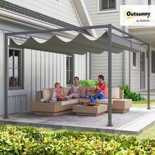 Outsunny 13' X 10' Patio Pergola With Retractable Canopy, Outdoor Sun Shelter, Yard Shade, Dark Grey - Dark Grey - View 2