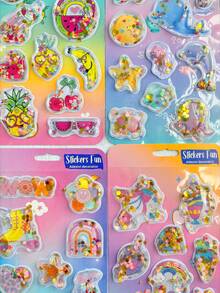 Stickers Fun 3D Shaker Stickers: Glitter-Filled Sweet Treats, Animals & Rainbow Designs For Kids' Crafts - Multicolor - View 3