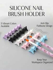 Silicone Fish Bone Pen Holder, Non-Slip Multi-Functional Nail Art Tool Storage - Multicolor - View 7