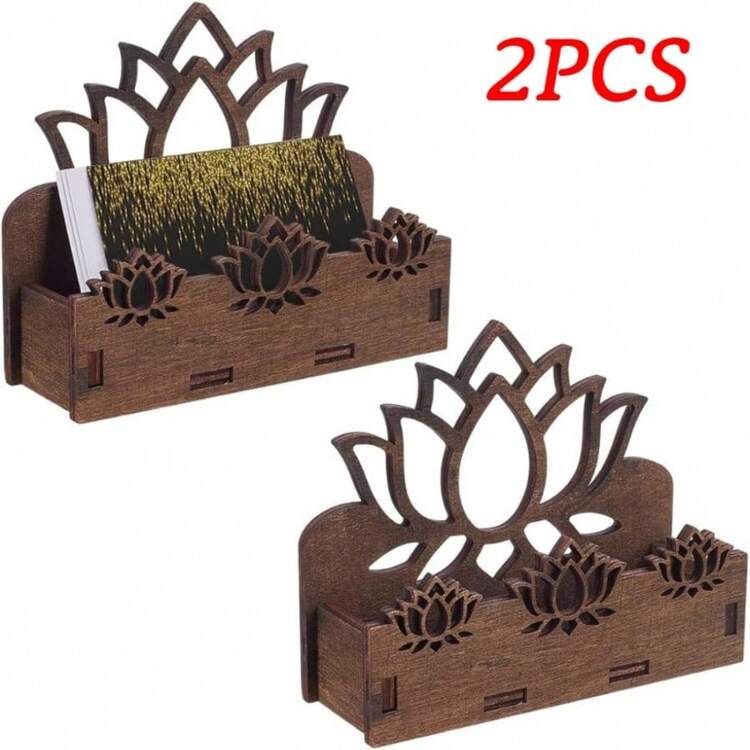 2 chiếc giá đựng danh thiếp gỗ trang trí, khay sắp xếp thẻ gỗ - có nhiều mẫu thiết kế - giá đựng bưu thiếp để bàn dạng mở và giá trưng bày bằng gỗ - Nhiều màu - Xem 5