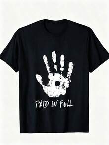 Jesus Hand Print, Paid In Full - Christian Faith Funny Crew Neck Tee With Stylish Print Casual & Comfortable Travel Clothing For Fashion Enthusiasts Ideal For Summer, Spring, Fall, And Daily Wear - Black - View 1