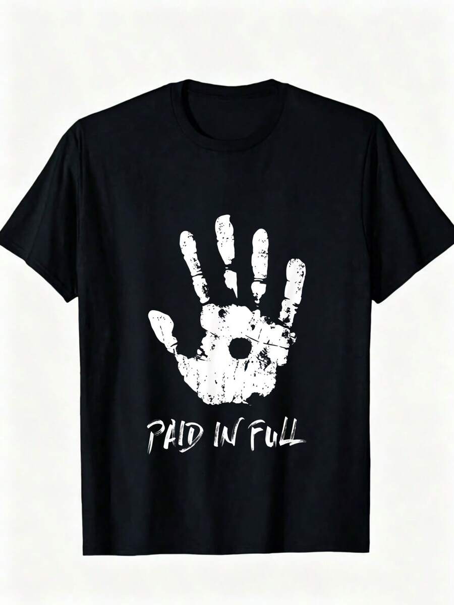 Jesus Hand Print, Paid In Full - Christian Faith Funny Crew Neck Tee With Stylish Print Casual & Comfortable Travel Clothing For Fashion Enthusiasts Ideal For Summer, Spring, Fall, And Daily Wear - Black - View 1