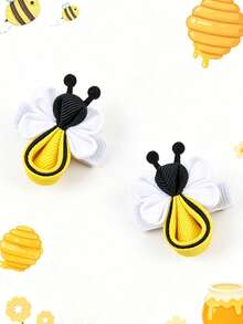 2 piezas/paquete Clips de pelo/cintillos/lindos accesorios para el cabello de abejas para niñas, primavera - Multicolor - Ver 3