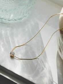 Nooxian Minimalist Chain Necklace - Yellow Gold 4 - View 3