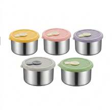304 Stainless Steel Food Container, Stackable Refrigerator Sealed Fresh-Keeping Box, Fruit And Vegetable Meat Storage Box With Lid, Large Capacity Food Preservation Box, Suitable For Kitchen Food Storage And Organization - Multicolor - View 27