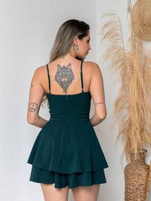 Basic Printed Romper With Padded Cups Duna Premium Sizes P, M, G, And GG - Green Petroleum - View 6