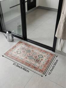1 pieza Alfombra multicolor de diamante para sala de estar, adecuada para cocina, comedor, dormitorio, decoración de habitación festiva, interior/exterior, oficina, vestíbulo, felpudo antideslizante, alfombra de baño, pasillo, alfombra de área de estudio y juegos - Multicolor - Ver 19