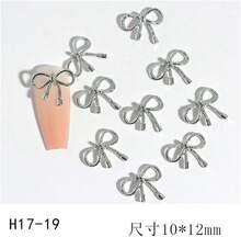 Maigitur 60pcs 3D Metal Bow Nail Charms - Alloy, Crystal - Gold, Gray, Silver - 6 Styles, 10pcs Each - Nail Art Decoration - ColorG - 查看 4