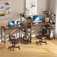 Industrial Computer Desk With Left CPU Stand, Monitor Riser & 3-Tier Shelves – 120cm Gaming Desk With Spacious MDF Top, Home Office Study Table, Writing Desk For Bedroom (Rustic Brown/Black) - Brown - View 7