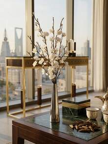 Elegant Metal Vase, Paired With Plum Blossoms,Small Flower Vase, Gold Vase, Metal Construction-For Wedding Table Centerpiece Decorations, Candlelight Dinner Table Decorations,Home Decor,Room Decor,Best Friend Gift,Female Gift,Winter Gift. - Silver Long Tubes - View 9