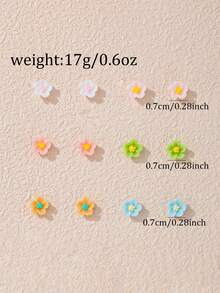 6 Pairs Multicolor Cute Fashion Floral Stud Earrings Set For Women, Suitable For Daily Wear, Dating And Outings, Jewelry Holiday Gift For Friends - Multicolor - View 5