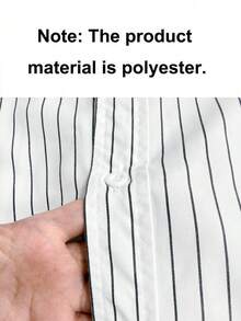 Camisa de manga corta a rayas casual/para ir al trabajo de solapa sencilla para hombre - Blanco - Ver 8