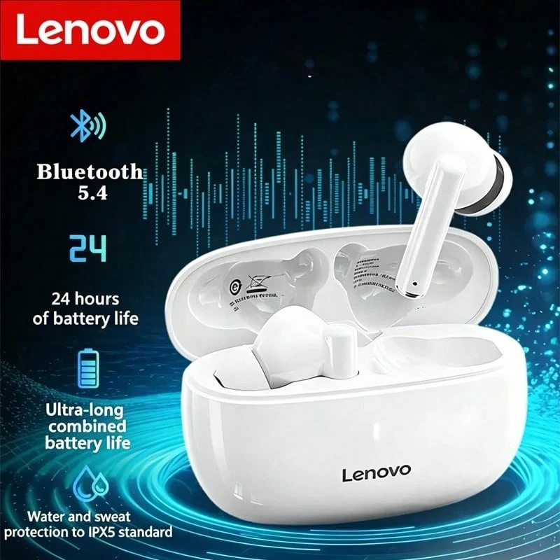 Lenovo 联想 TA210 蓝牙耳机，智能通话降噪耳机，带麦克风，ENC 入耳式音乐游戏无线耳机，原装联想 - 櫻花白 - 查看 1