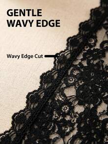 1pc Lace Floral Trim Scarf/Bandana - Black - View 5