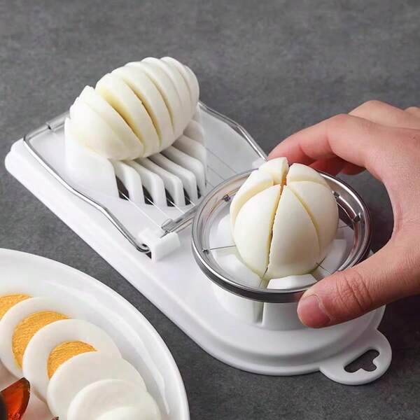 1pc Multi-Functional Manul Egg Slicer, Household Stainless Steel Egg Cutter, Salted Egg Slicer, Kitchen Egg Cutting Tool, 2-In-1 Egg Divider