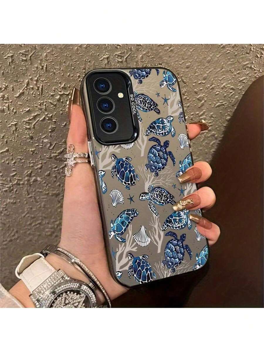 Funda de teléfono móvil con patrón de tortuga adecuada para para iPhone 16/PRO/PROMAX/PLUS/15/15PLUS/15PRO/15PROMAX/14/14PLUS/14PRO/14PROMAX/13/13Mini/13PRO/13PROMAX/12/12Mini/11/8/7/SE - Negro - Ver 1