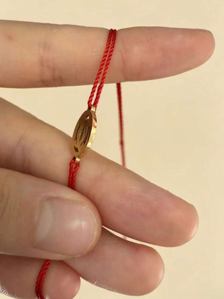 紅色繩雙字母設計優雅極簡手鍊 - 雙C字母紅繩 - 查看 3